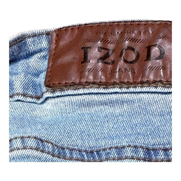 Izod Skinny Fit Mens Jeans 36x32 Light Wash Denim Distressed Work Pants READ - Picture 5 of 7